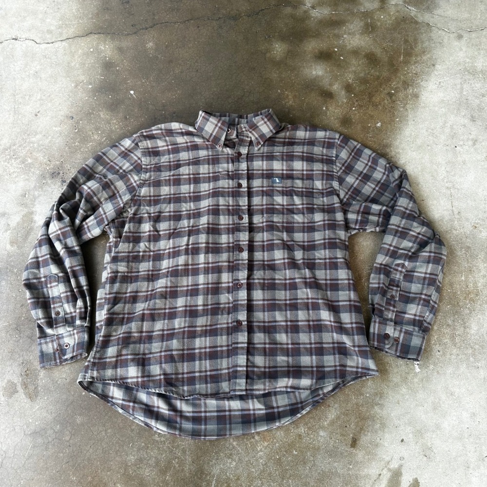 Local Boy Outfitters Flannel Shirt Mens XL Brown Plaid Excellent Button Down